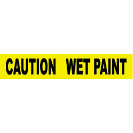 National Marker Company PT48 NMC 3"W x 1000L Yellow Barricade Tape, "Caution Wet Paint" image.