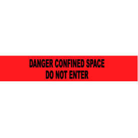 National Marker Company PT52 NMC 3"W x 1000L Red Barricade Tape, "Danger Confined Space Do Not Enter" image.