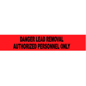 National Marker Company PT53 NMC 3"W x 1000L Red Barricade Tape, " Danger Lead Removal Authorized Personnel Only" image.