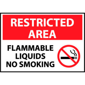 National Marker Company RA10AB Restricted Area Aluminum - Flammable Liquids No Smoking image.