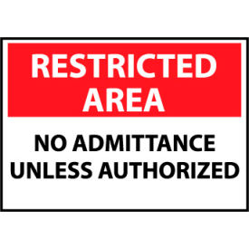 National Marker Company RA17RB Restricted Area Plastic - No Admittance Unless Authorized image.