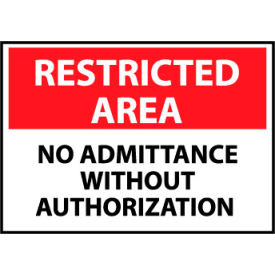 National Marker Company RA18RB Restricted Area Plastic - No Admittance Without Authorization image.