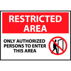 National Marker Company RA24RB Restricted Area Plastic - Only Authorized Persons To Enter This Area image.