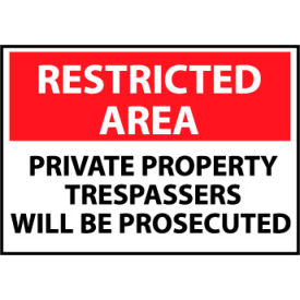 National Marker Company RA27AB Restricted Area Aluminum - Private Property Trespassers Will Be Prosecuted image.