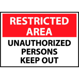 National Marker Company RA29RB Restricted Area Plastic - Unauthorized Persons Keep Out image.