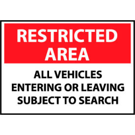 National Marker Company RA2RB Restricted Area Plastic - All Vehicles Entering Or Leaving Subject To Search image.