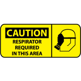 National Marker Company SA114P Pictorial OSHA Sign - Vinyl - Caution Respirator Required In This Area image.