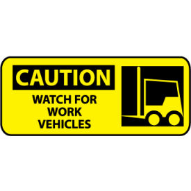 National Marker Company SA122R Pictorial OSHA Sign - Plastic - Caution Watch For Work Vehicles image.