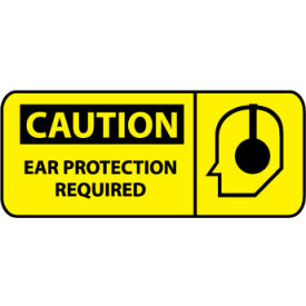 National Marker Company SA123R Pictorial OSHA Sign - Plastic - Caution Ear Protection Required image.