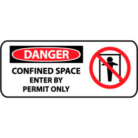 National Marker Company SA146P Pictorial OSHA Sign - Vinyl - Danger Confined Space Enter By Permit Only image.