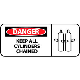 National Marker Company SA164P Pictorial OSHA Sign - Vinyl - Danger Keep All Cylinders Chained image.