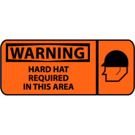 National Marker Company SA174P Pictorial OSHA Sign - Vinyl - Warning Hard Hat Required In This Area image.