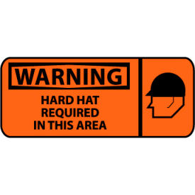 National Marker Company SA174R Pictorial OSHA Sign - Plastic - Warning Hard Hat Required In This Area image.