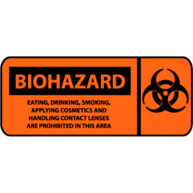 National Marker Company SA186P Pictorial OSHA Sign - Vinyl - Biohazard Eating, Drinking, Smoking Prohibited image.