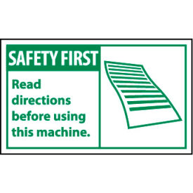 Graphic Machine Labels - Safety First Read Directions Before Using This Machine
