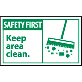 National Marker Company SGA2AP Graphic Machine Labels - Safety First Keep Area Clean image.