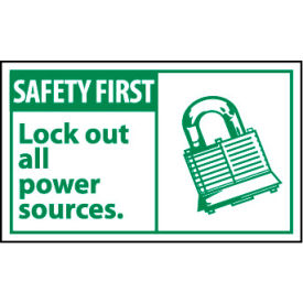 Graphic Machine Labels - Safety First Lock Out All Power Sources