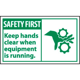 National Marker Company SGA5AP Graphic Machine Labels - Safety First Keep Hands Clear When Equipment Is Running image.