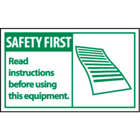 National Marker Company SGA6AP Graphic Machine Labels - Safety First Read Instructions Before Using This image.