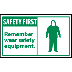 Graphic Machine Labels - Safety First Remember Wear Safety Equipment
