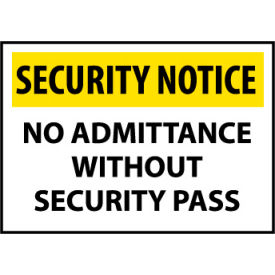 National Marker Company SN13AC Security Notice Aluminum - No Admittance Without Security Pass image.