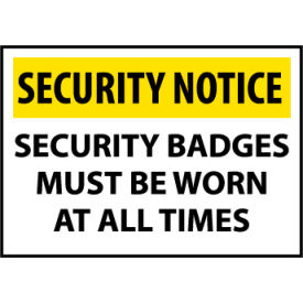 National Marker Company SN16RC Security Notice Plastic - Security Badges Must Be Worn At All Times image.