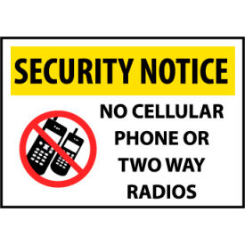 National Marker Company SN21AC Security Notice Aluminum - No Cellular Phone Or Two Way Radios image.