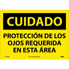 National Marker Company SPC26PB NMC™ Spanish Vinyl Sign, Cuidado Proteccin De Los Ojos Requerida En Esta Area, 14"W x 10"H image.