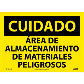 National Marker Company SPC310PB Spanish Vinyl Sign - Cuidado Area De Almacenamiento De Materiales Peligrosos image.