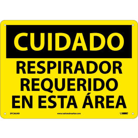 National Marker Company SPC365AB Spanish Aluminum Sign - Cuidado Respirador Requerido En Esta Area image.