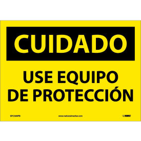 National Marker Company SPC369PB Spanish Vinyl Sign - Cuidado Use Equipo De Proteccion image.