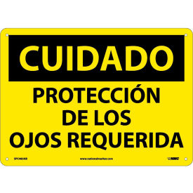 National Marker Company SPC485AB NMC™ Spanish Aluminum Sign, Cuidado Proteccin De Los Ojos Requerida, 14"W x 10"H image.