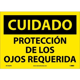 National Marker Company SPC485PB NMC™ Spanish Vinyl Sign, Cuidado Proteccin De Los Ojos Requerida, 14"W x 10"H image.
