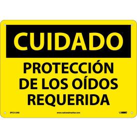 National Marker Company SPC513AB NMC™ Spanish Aluminum Sign, Cuidado Proteccin De Los Oidos Requerida, 14"W x 10"H image.