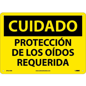 National Marker Company SPC513RB NMC™ Spanish Plastic Sign, Cuidado Proteccin De Los Oidos Requerida, 14"W x 10"H image.