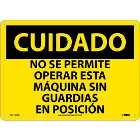 National Marker Company SPC700RB Spanish Plastic Sign - Cuidado No Se Permite Operar Esta Maquina Sin Guardias image.