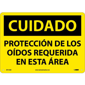 National Marker Company SPC73AB NMC™ Spanish Sign, Cuidado Proteccin De Los Oidos Requerida En Esta Area, 14"W x 10"H image.