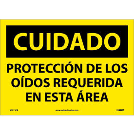 National Marker Company SPC73PB NMC™ Spanish Vinyl Sign, Cuidado Proteccin De Los Oidos Requerida En Esta Area, 14"W x 10"H image.