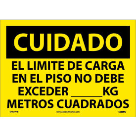 National Marker Company SPC87PB Spanish Vinyl Sign - Cuidado El Limite De Carga En El Piso No Debe Exceder image.