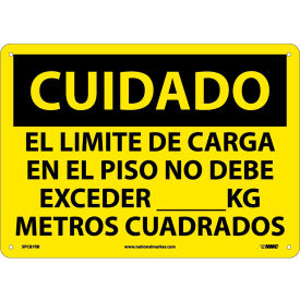 National Marker Company SPC87RB Spanish Plastic Sign - Cuidado El Limite De Carga En El Piso No Debe Exceder image.