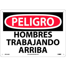 National Marker Company SPD125AB Spanish Aluminum Sign - Peligro Hombres Trabajando Arriba image.