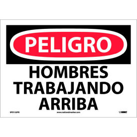 National Marker Company SPD125PB Spanish Vinyl Sign - Peligro Hombres Trabajando Arriba image.