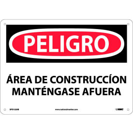 National Marker Company SPD132AB Spanish Aluminum Sign - Peligro Area De Construccion Mantengase Afuera image.