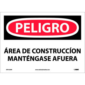 National Marker Company SPD132PB Spanish Vinyl Sign - Peligro Area De Construccion Mantengase Afuera image.