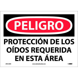 National Marker Company SPD134PB Spanish Vinyl Sign - Peligro Proteccion Do Los Oidos Requerida En Esta Area image.