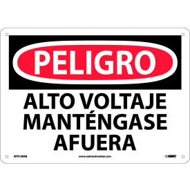 National Marker Company SPD139AB Spanish Aluminum Sign - Peligro Alto Voltaje Mantengase Afuera image.