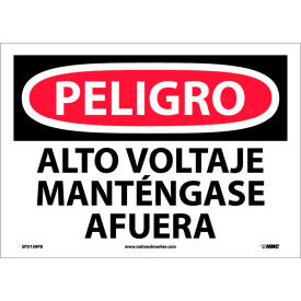 National Marker Company SPD139PB Spanish Vinyl Sign - Peligro Alto Voltaje Mantengase Afuera image.