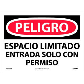 National Marker Company SPD162PB Spanish Vinyl Sign - Peligro Espacio Limitado Entrada Solo Con Permiso image.