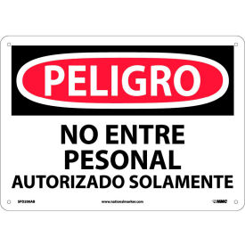 National Marker Company SPD200AB Spanish Aluminum Sign - Peligro No Entre Personal Autorizado Solamente image.