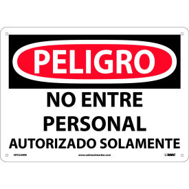 National Marker Company SPD200RB Spanish Plastic Sign - Peligro No Entre Personal Autorizado Solamente image.